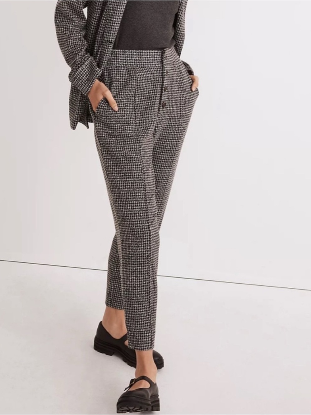 Madewell Black & White Houndstooth Ankle Pants